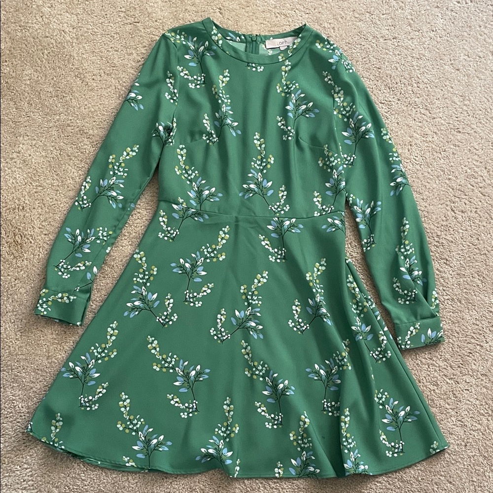 LOFT Floral Green Dress 4